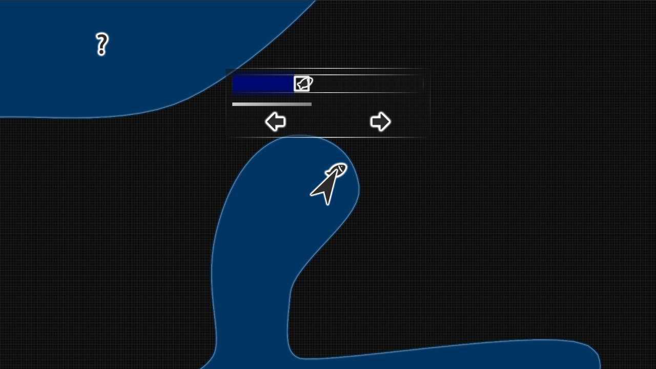 A screenshot of the player attempting to fish in a map with bright blue boundaries and black background. The UI of collecting the fish shows two meters of a timer running out and the amount the player has to continue align with the fish icon to catch it.